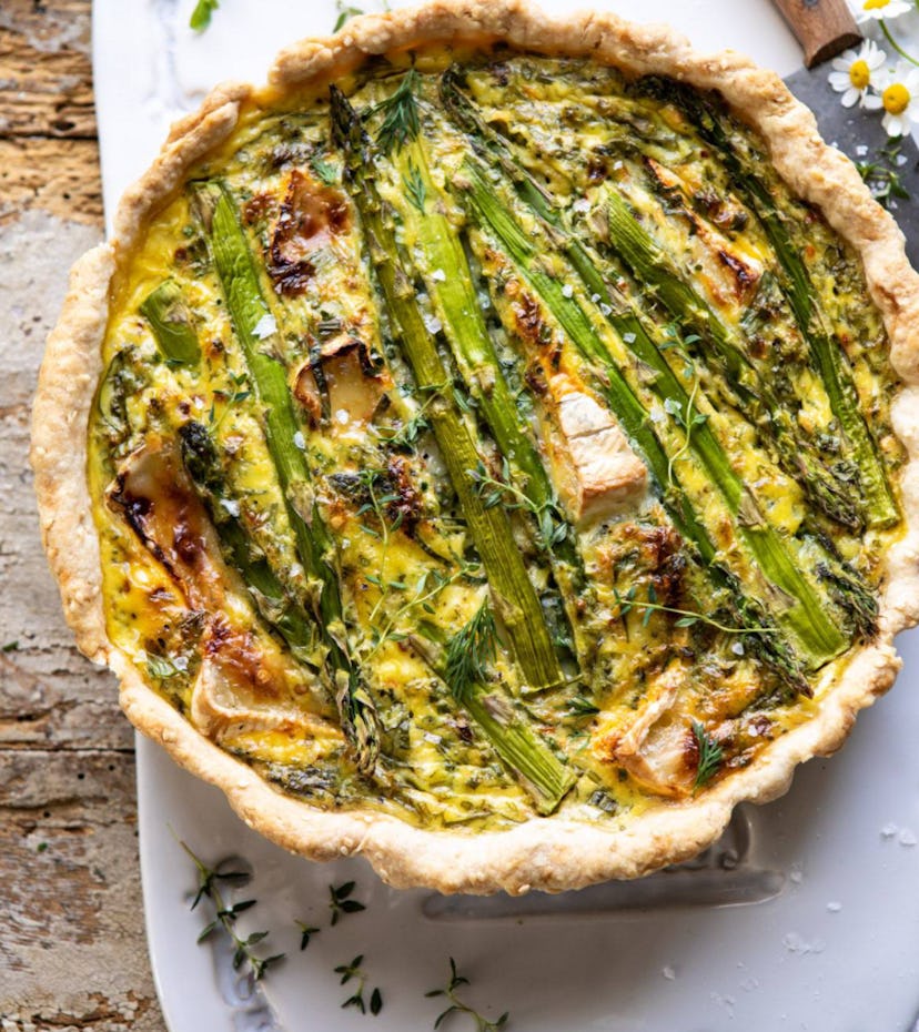 Half Baked Harvest's asparagus and brie quiche recipe is the perfect use for your store-bought pie c...