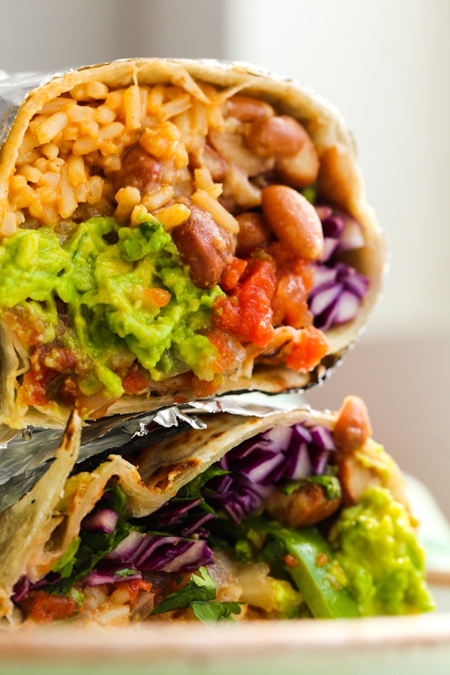closeup of a vegetarian burrito