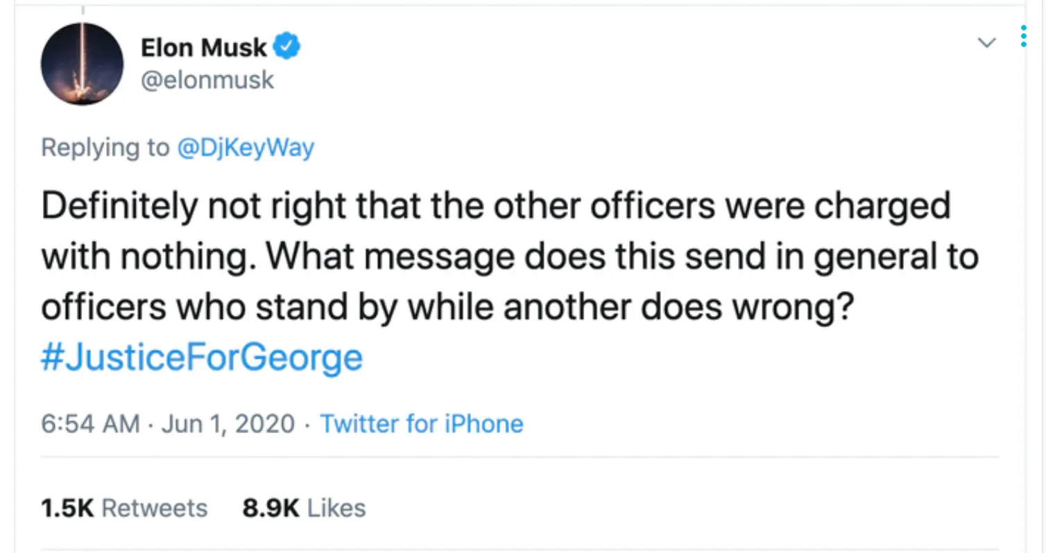 Via Elon Musk, Tesla leads car companies in speaking up on racial injustice