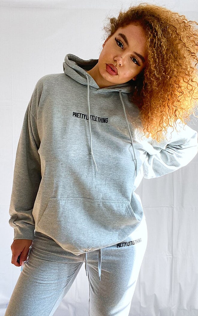 PLUS GREY EMBROIDERED HOODIE