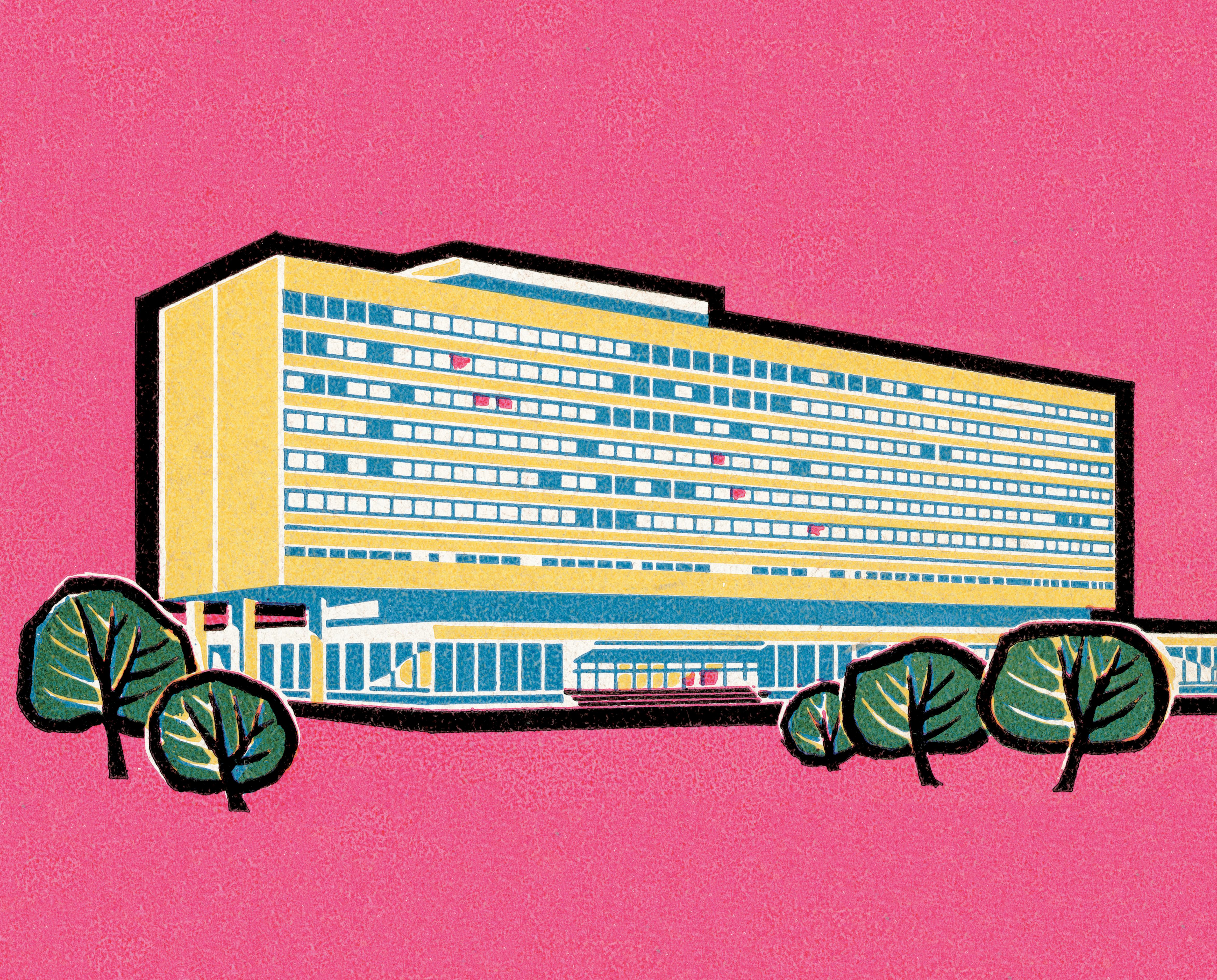 Illustration of a yellow office building