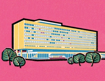 Illustration of a yellow office building
