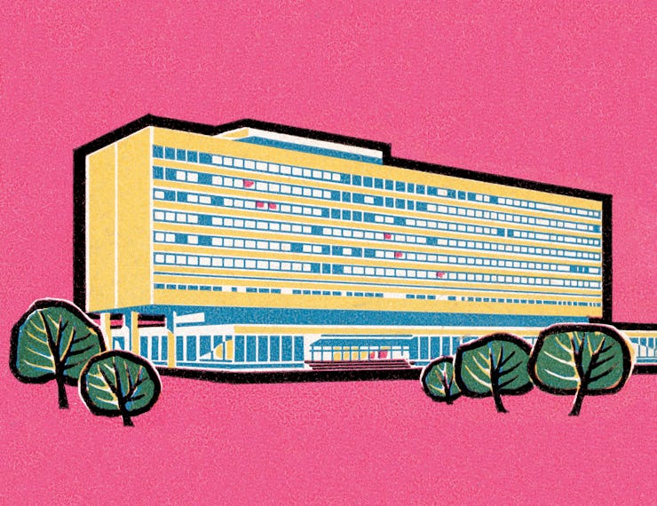 Illustration of a yellow office building