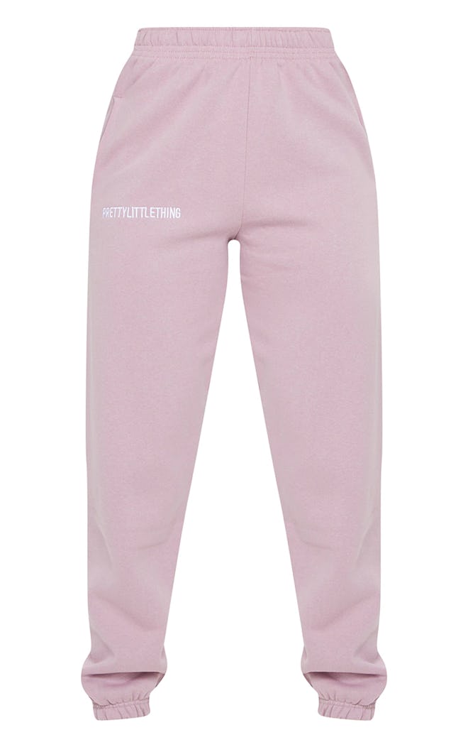 LILAC EMBROIDERED SLOGAN JOGGERS