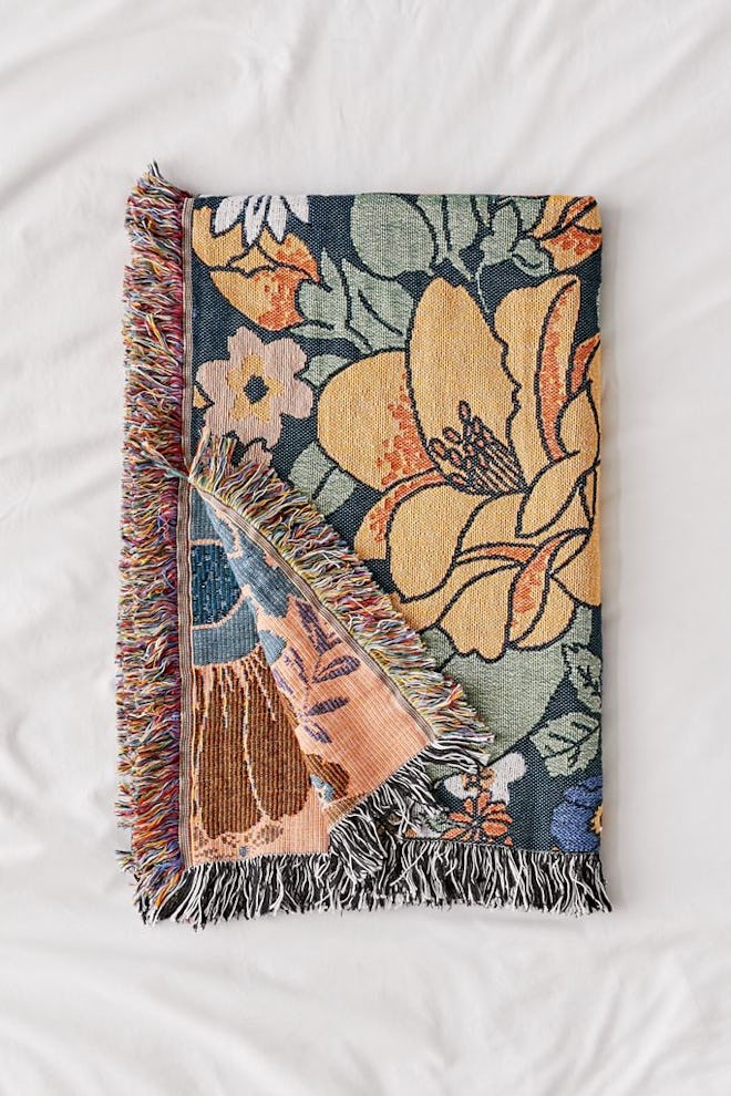 Midnight Bloom Woven Throw Blanket