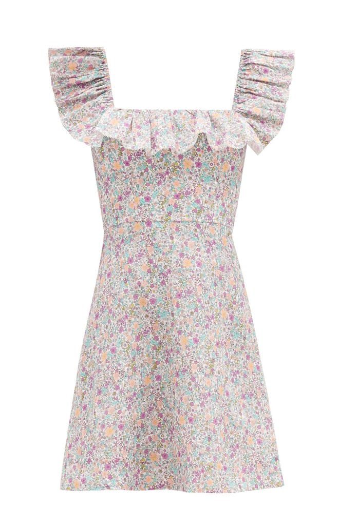 Zimmermann Carnaby Ruffled Floral-Print Cotton Mini Dress