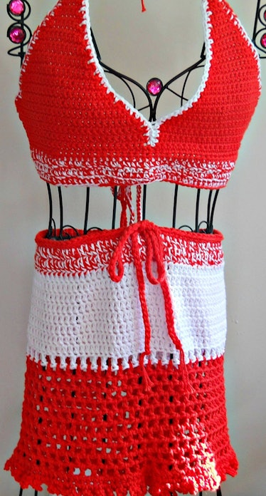 NiseyLee Crochet Bra And Skirt Swimsuit Coverup