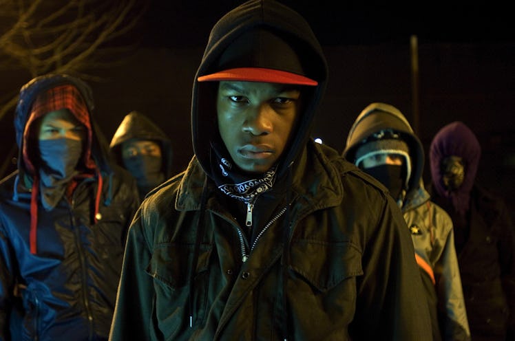 John Boyega, as "Moses," leads his mates against an alien invasion in the 2011 film 'Attack the Bloc...
