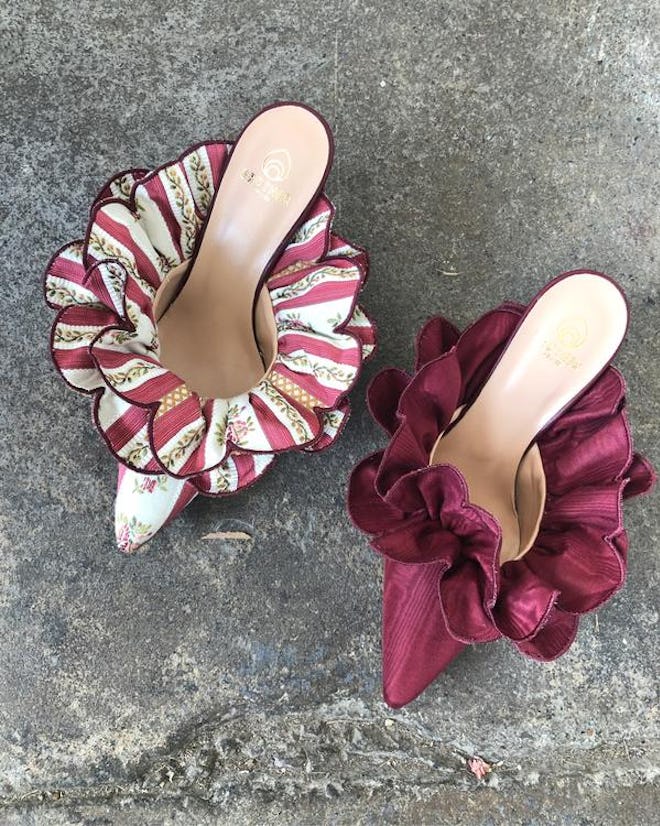 Brother Vellies Stell Mules in Berry Moire
