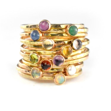 Aquarian Thoughts Birthstone Stacking Ring