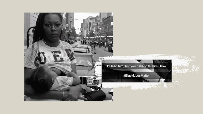 Autumnn Gaines with her child at a Black Lives Matter protest