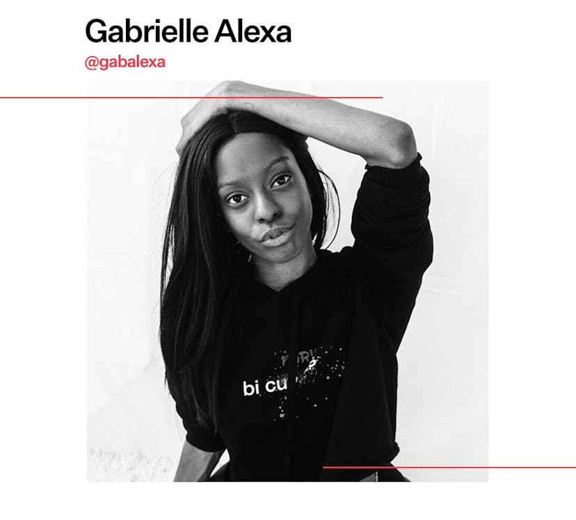 Writer and digital creator Gabrielle Alexa in black and white