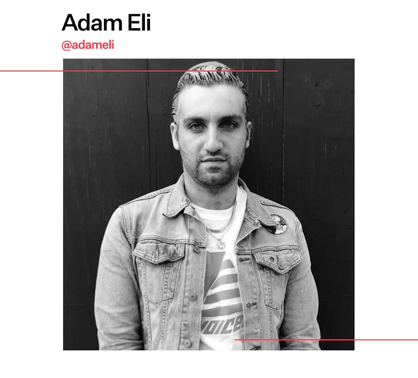 Queer Jewish writer and community organizer Adam Eli in black and white