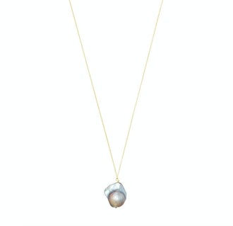 Gray Baroque Pearl Necklace With 14k Gold Chain