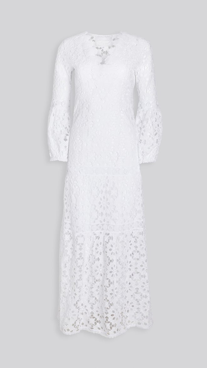 Argentino Daisy Lace V Neck Gown 