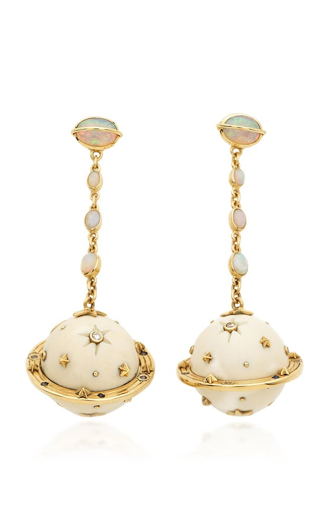 Galaxy Saturn 18K Gold And Multi-Stone Earrings