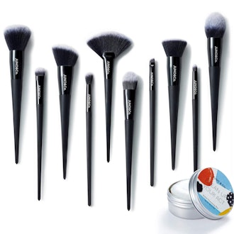JUNO & Co 10 Piece Makeup Brush Set, and Solid Cleanser Soap 