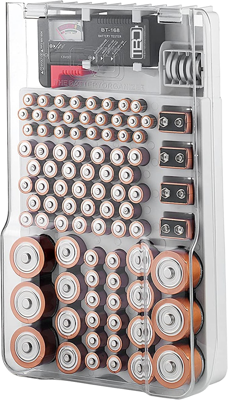 The Battery Organizer Storage Case with Hinged Clear