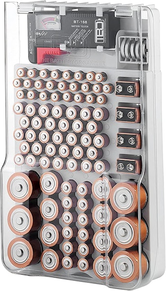 The Battery Organizer Storage Case with Hinged Clear