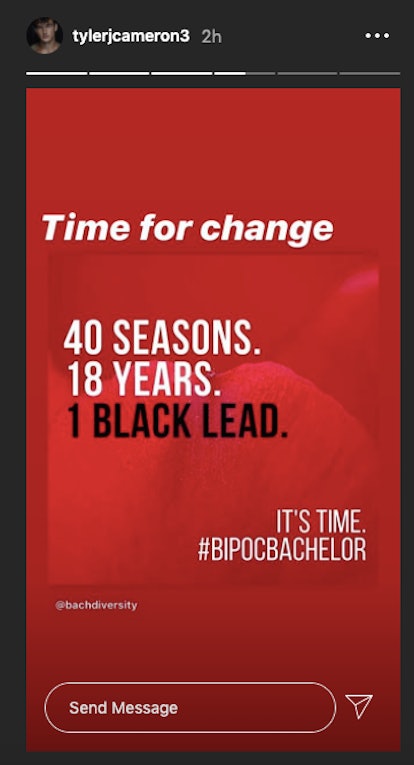 Tyler Cameron supports The Bachelor Diversity Campaign on Instagram.
