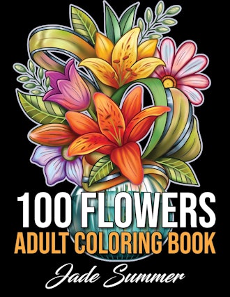 100 Flowers Adult Coloring Book 