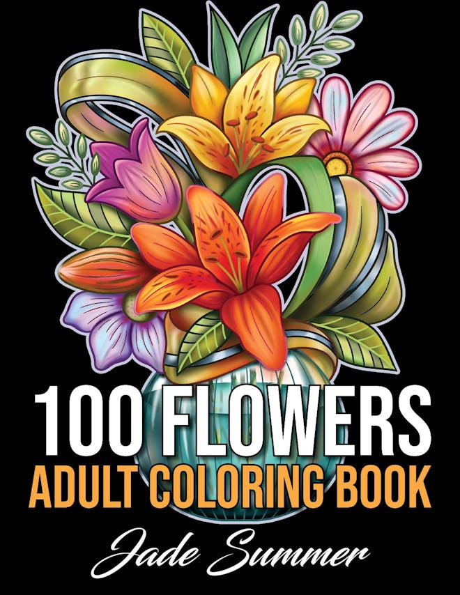 100 Flowers Adult Coloring Book 
