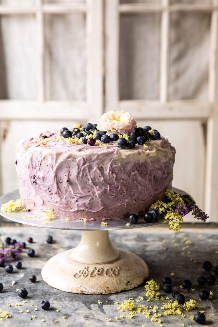 Blueberry Lemon Layer Cake With Purple Frosting