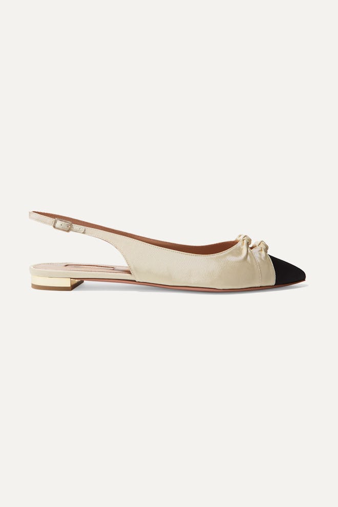 Mondaine Two-Tone Knotted Faille Slingback Flats