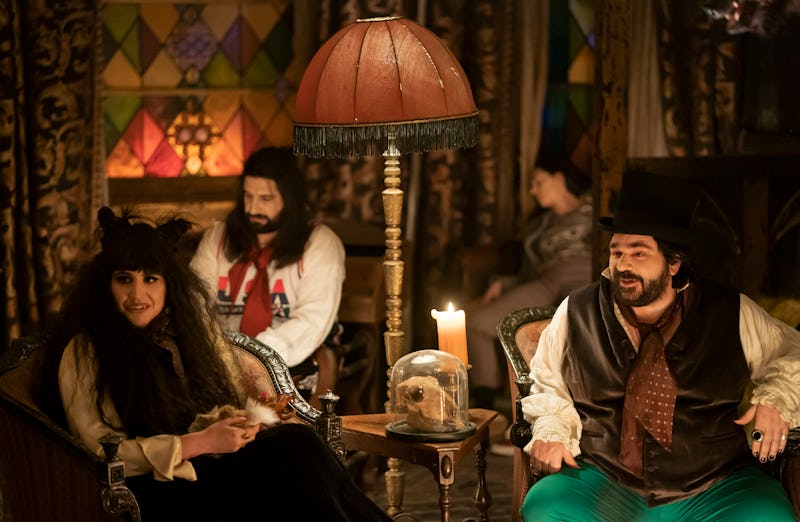 Natasia Demetriou as Nadja, Kayvan Novak as Nandor, and Matt Berry as Laszlo on What We Do in the Sh...