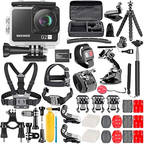 Neewer G2 4K WiFi Sports Action Camera And 50-In-1 Accessories Kit