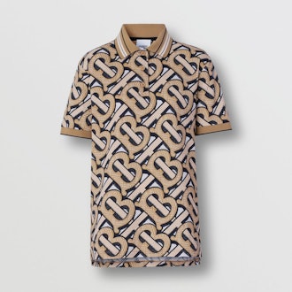 Monogram Print Cotton Piqué Polo Shirt