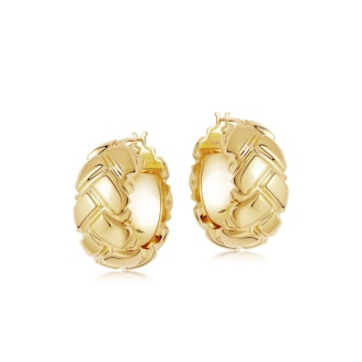 Lucy Williams gold chunky waffle hoops