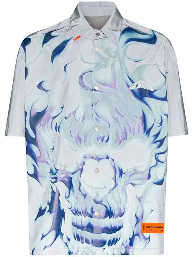 Skull Flame Print Shirt