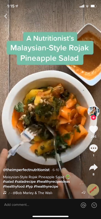 A Malaysian-style salad on TikTok includes pineapple, carrots, and a bold dressing.