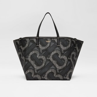 Mini Monogram Print E-canvas Beach Tote