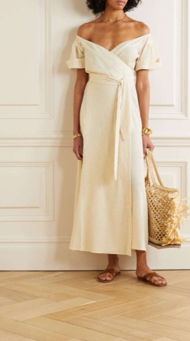 Mara Hoffman Adelina Organic Cotton and Linen-Blend Wrap Midi Dress