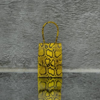Alpha Mini Yellow Snake Embossed Leather Tote