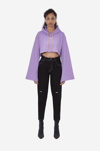 Pyer Moss Bell Sleeve Cropped Hoody and College Slouch Sweatpant