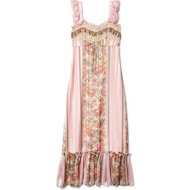 Anna Sui Blush Butterfly Ribbon Stripe Dress