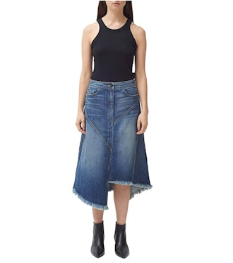 Colovos Asymmetrical Seamed Denim Skirt
