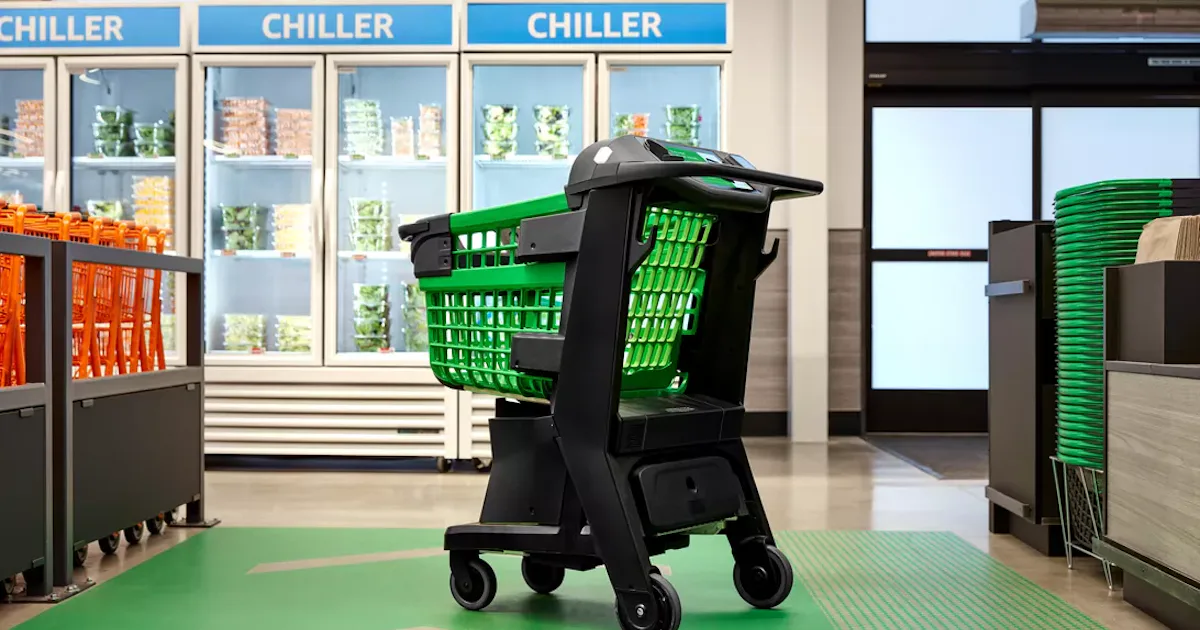 Amzon Rebin Cart Amazon's new carts will let you dash past the checkout line