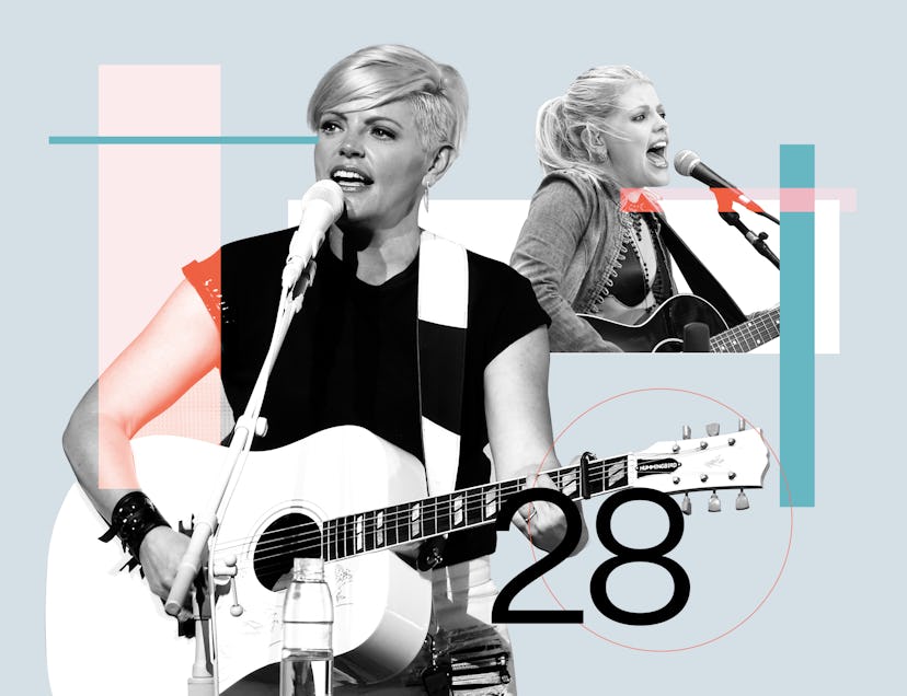 Natalie Maines in 2003, and now