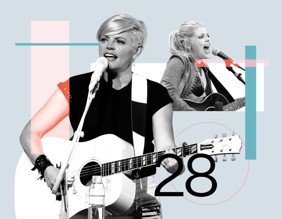 Natalie Maines in 2003, and now