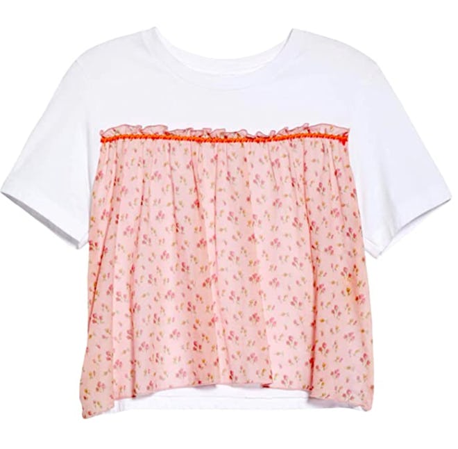 Anna Sui Blush Multi Rosebuds Print Tee