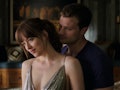 Dakota Johnson as Anastasia Steele and Jamie Dornan as Christian Grey in the 'Fifty Shades of Grey' ...