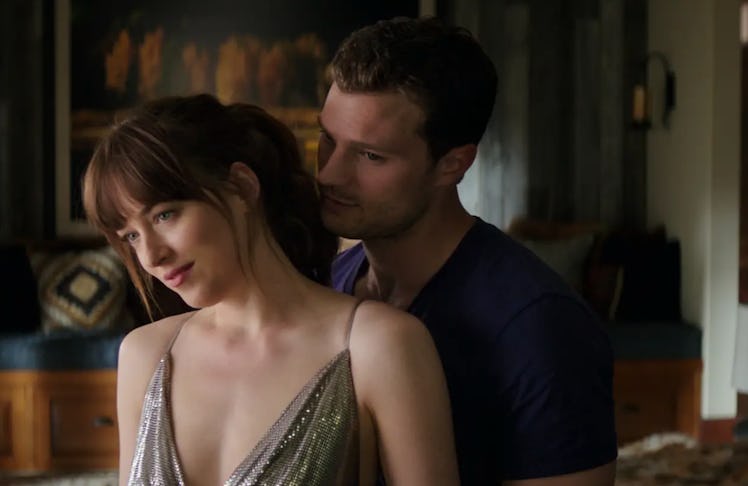 Dakota Johnson as Anastasia Steele and Jamie Dornan as Christian Grey in the 'Fifty Shades of Grey' ...