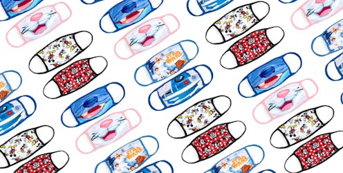 Disney face masks in a row