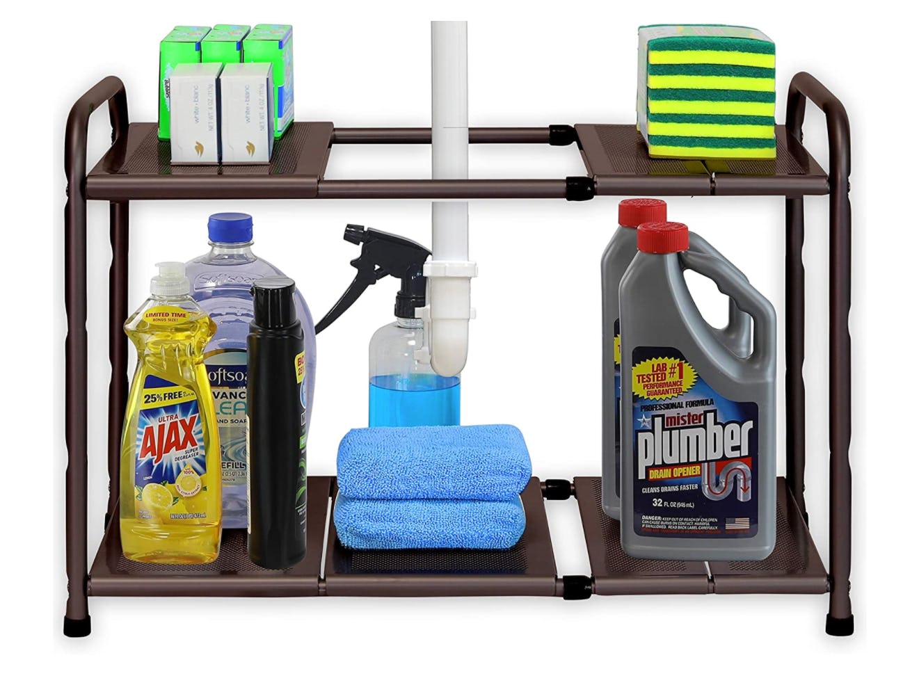 Simple Houseware Under Sink 2 Tier Expandable Shelf Organizer Rack