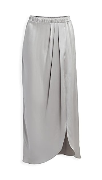 Ariel Satin Pleated Slit Skirt