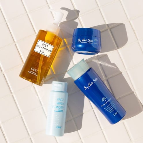 DHC's By The Sea Mineral Lotion & Cream by Deep Cleansing Oil and Face Wash powder.